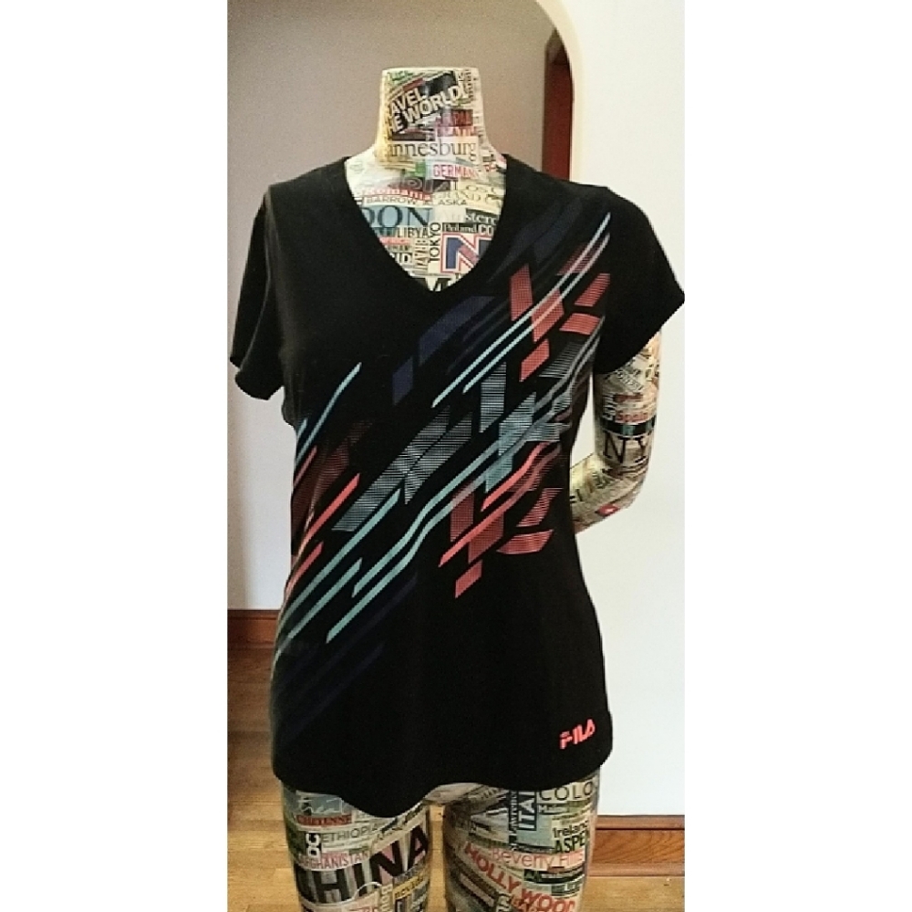 FILA Sport V-neck Tee, Size Medium